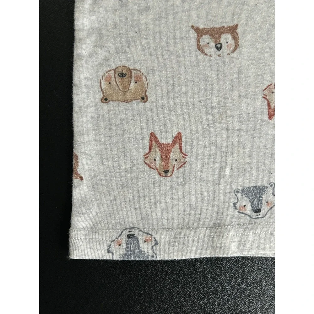 Carters Toddler 2T Gray Woodland Animal Fox Bear Owl Long Sleeve Pajama Top 1484